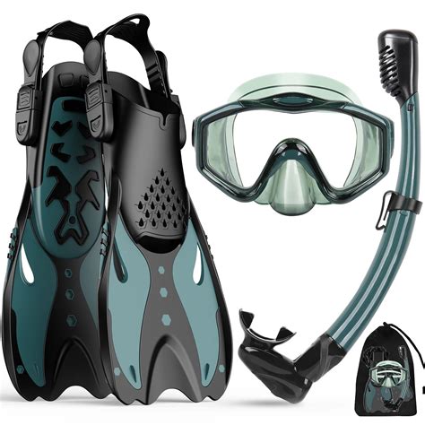 Buy Kuyou Snorkel Set Adults With Flippers Dry Top Snorkel And