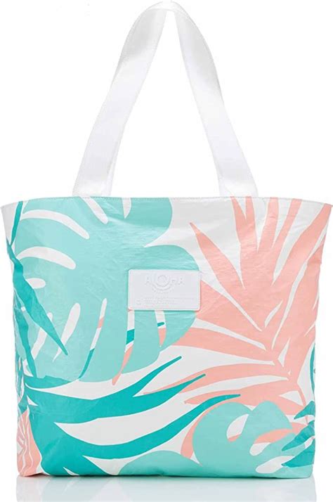 Aloha Collection Tote Bag Packable Splash Proof Beach Bag With Zipper Top Washable Tote Bag