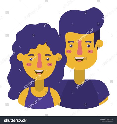 Couple Avatar Characters Icons Royalty Free Stock Vector 1169475172