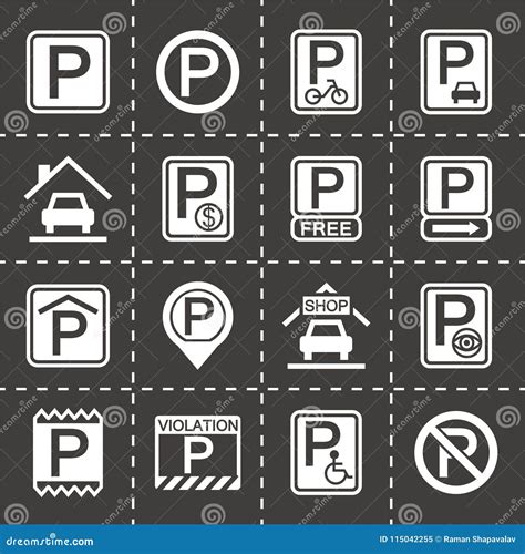 Sistema Del Icono Del Estacionamiento Del Vector Ilustraci N Del Vector