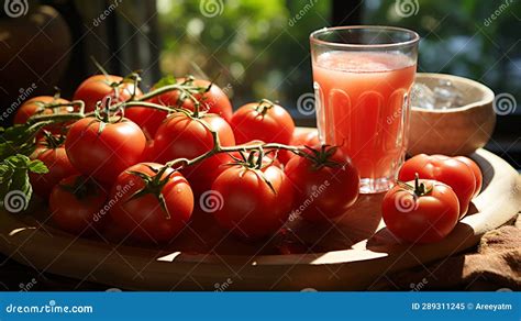 Fresh Tomato Juice With Tomatoes Generative Ai Stock Illustration