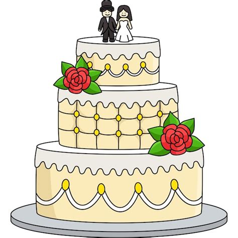 Hochzeitstorte Cartoon Farbige Clipart Illustration Premium Vektor