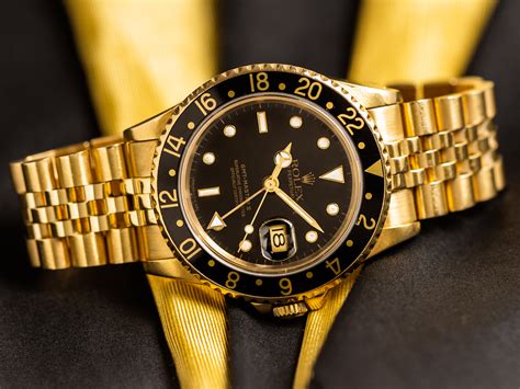 Rolex Vintage Gmt Master Ii Ref K Yellow Gold Blacktritium Dial