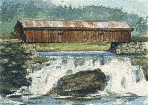 Willard Covered Bridge Hartland Vermont Peaceful Landscape Etsy