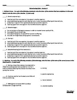 Biotechnology 4 Version Quiz By Age Of Innovation Education Products