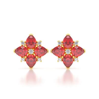 Boucles D Oreilles Aden Or Jaune Rubis Et Diamant Grs Maty