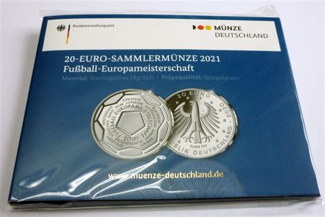 Deutschland BRD Germany 20 Euro 2021 J Sammlermünze Fußball