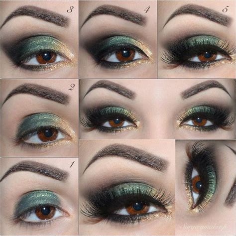 Green And Gold Smokey Eye Look Gold Makeup Looks Gold Eye Makeup Kiss