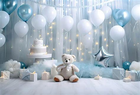 Mehofond Photography Background Light Blue Bear Star Interior Baby