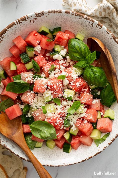 Watermelon Salad {with cucumber and feta} - Belly Full