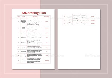 Advertising Plan Template in Word, Google Docs, Apple Pages