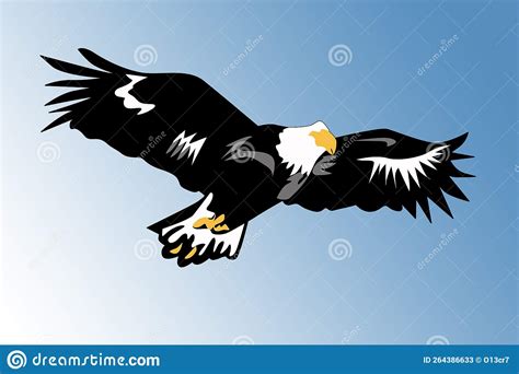 Illustration of an Eagle Flying High by Monitoring the Prey Below Stock ...