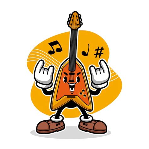 Ilustración de dibujos animados de guitarra eléctrica dibujada a mano