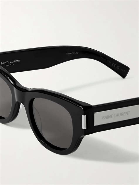 Black Round Frame Acetate Sunglasses Saint Laurent Eyewear Net A Porter