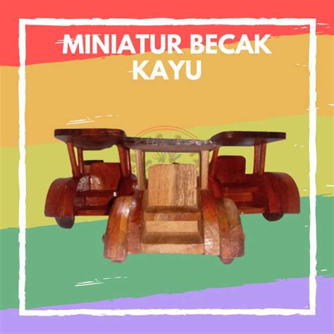 Miniatur Becak Kayu 19cm Lazada Indonesia