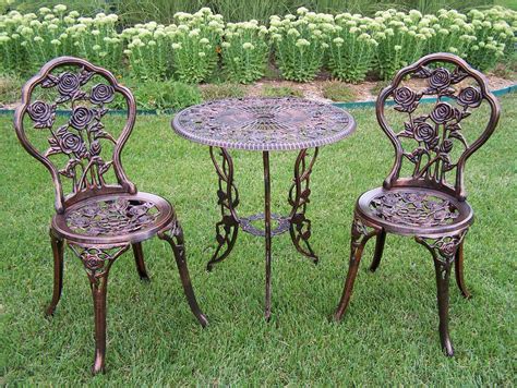 Oakland Living Rose 3pc Patio Bistro Set With Cast Aluminum Table Top