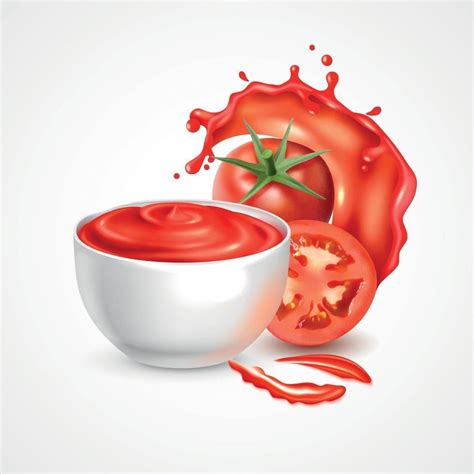 Tomato Sauce Realistic Composition Vector Illustration