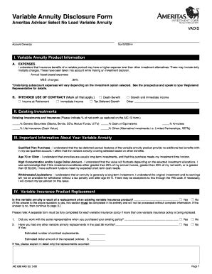 Fillable Online Variable Annuity Disclosure Form Fax Email Print