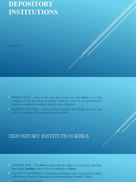 Depository Institutions Lesson3 Pdf Banks Financial Risk