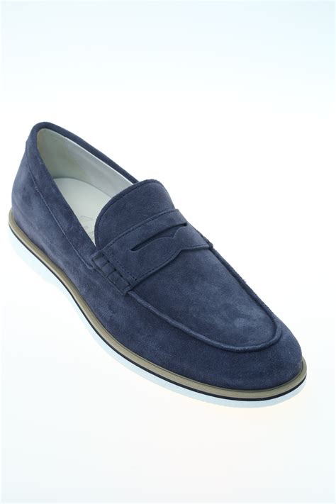 Mocassino Blu Denim Camoscio Hogan Mocassini