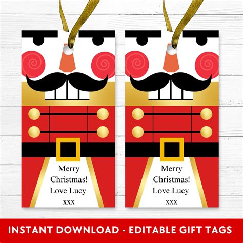 Editable Nutcracker Gift Tag Printable Christmas Gift Tag Etsy Australia