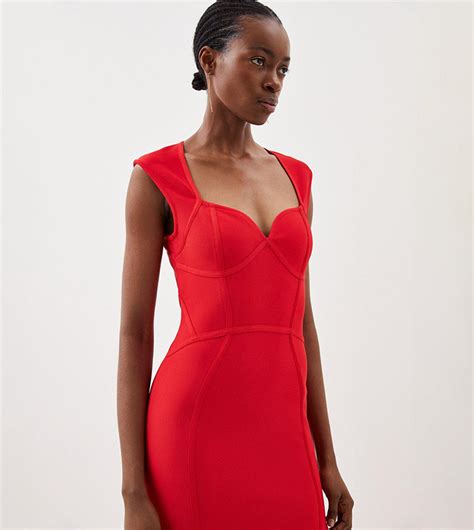 Buy Karen Millen Bandage Figure Form Knit Midaxi Dress In Red