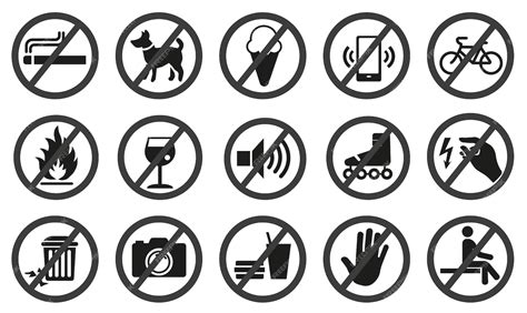 Premium Vector Prohibition Signs Dark Signs With Dark Silhouettes