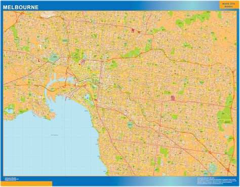 Melbourne laminated wall map | Wall Maps of the world by Netmaps UK