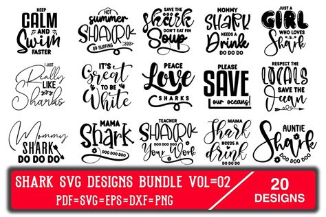 Shark Svg Designs Bundle Vol02 Bundle · Creative Fabrica