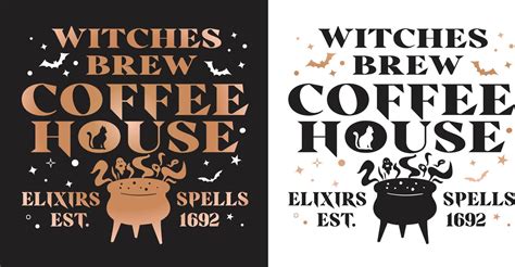 Witches Brew Coffee House Sign Surrounded By Stars And Bats Perfect