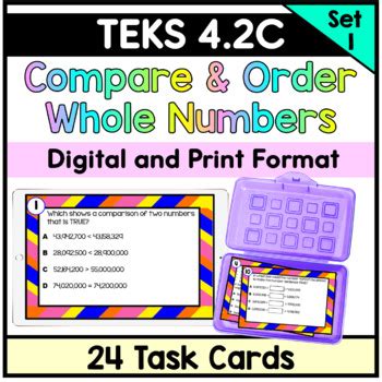 Teks C Compare And Order Whole Numbers Task Cards By All Star Teacher