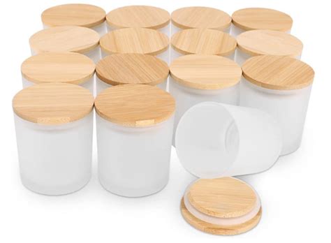 Pk Oz Frosted Candle Jars W Bamboo Lids Glass Jars Etsy