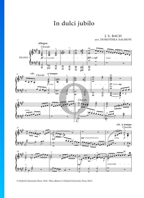 In Dulci Jubilo Bwv 729 Johann Sebastian Bach Piano Sheet Music Oktav