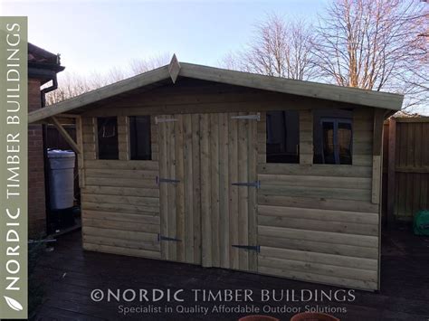 X Tanalised And Pressure Treated Nordic Reverse Apex Shed With Ft