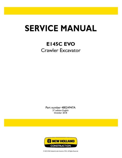 Manual De Servicio De La Excavadora De Cadenas New Holland E145C ECO