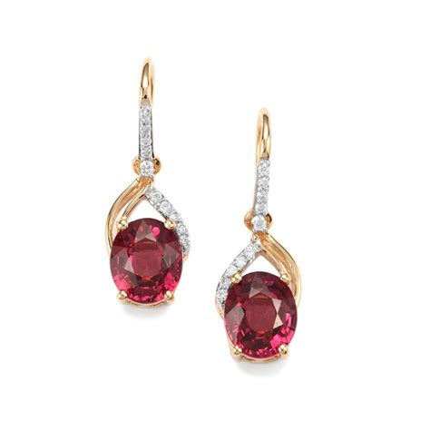 Malawi Garnet Diamond 18K Gold Tomas Rae Earrings MTGW 4 12cts Gemporia