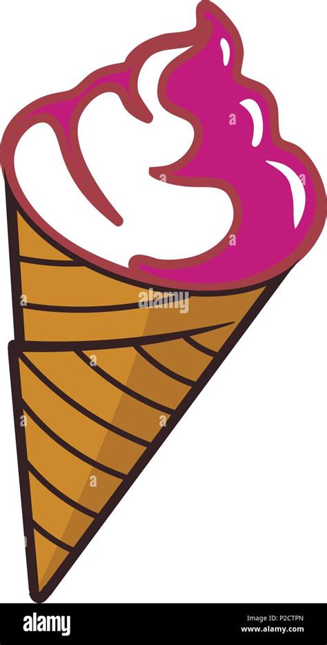 Cherry Ice Cream In A Cone Isolated Stock Vector Image And Art Alamy