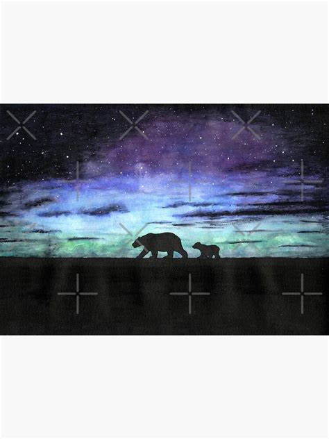 Aurora Borealis And Polar Bears Dark Version Poster By Savousepate