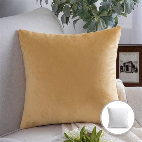 Phantoscope Soft Silky Velvet Series Decorative Throw Pillow 20 X 20 Light Brown 1 Pack