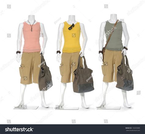 Full Length Three Male Mannequin Dressed Stock Photo 130293089