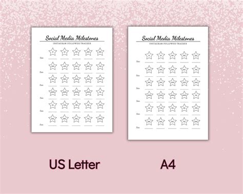 Social Media Milestones Tracker Printable Youtube Tiktok Instagram