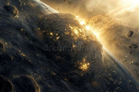 Shocking Asteroid Earth Collision. Generate Ai Stock Image - Image of ...