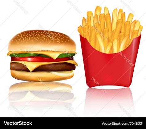 Burger and fries Royalty Free Vector Image - VectorStock