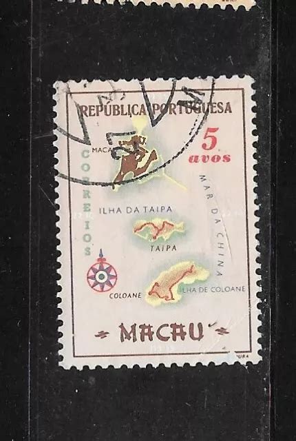 Macau Portuguese Sc 386 1956 Map Definitive Used Old Xf Stamp £167