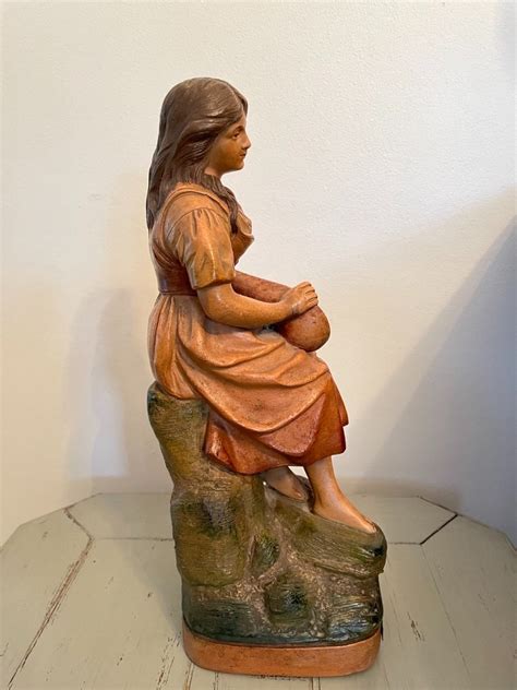 Proantic Ancienne Statue Terre Cuite Mignon Sign E Joseph Le Guluc