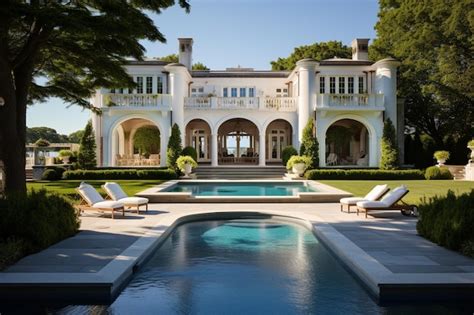 Premium AI Image | Mediterranean inspired villa with a sprawling garden