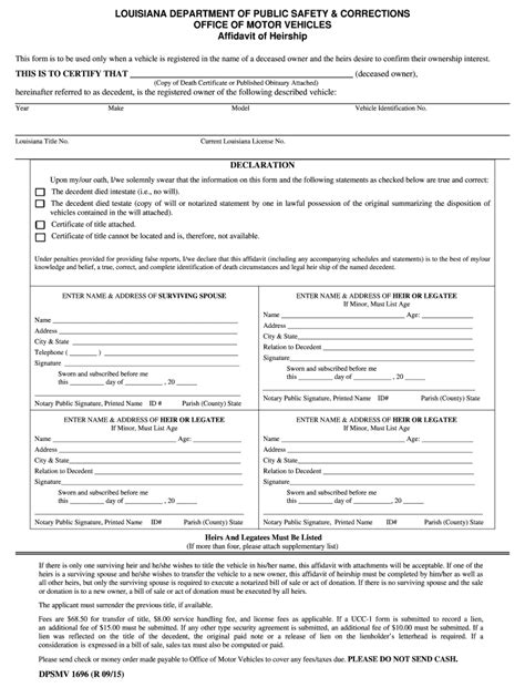 Dpsmv 1696 Affidavit Heirship Fill Online Printable Fillable Blank Pdffiller