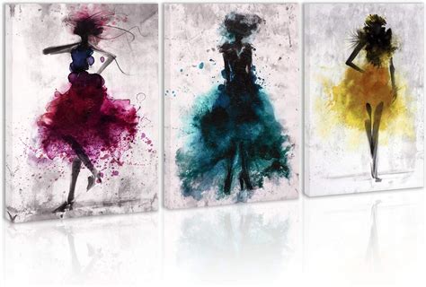 Amazon.com: Girl Dance Wall Art Decor Modern Abstract Watercolor Canvas Painting Prints Pictures ...