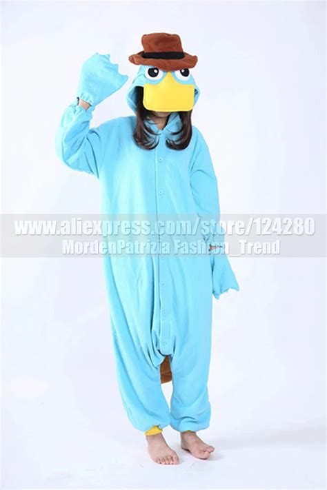 Women Men Perry The Platypus Costumes Onesies Fleece Monster Cosplay Pajamas Pyjamas Sleepwear