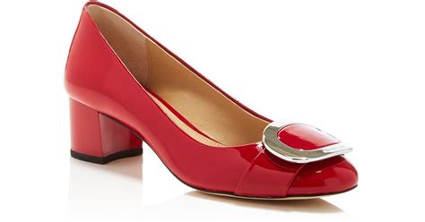 MICHAEL Michael Kors Leather Pauline Mid Heel Pumps in Red | Lyst